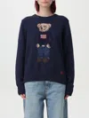 Polo Ralph Lauren Polo Bear Intarsia Cotton And Linen Sweater In Navy