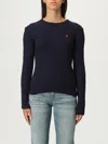 Polo Ralph Lauren Julianna Cotton Cable Crew Neck Sweater In Blue
