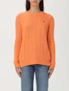 Polo Ralph Lauren Cable Knit Pullover With Ribbed Finish In Orange