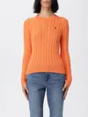 Polo Ralph Lauren Cable Knit Pullover With Ribbed Finish In Orange