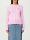Polo Ralph Lauren Cable Knit Crew Neck Sweater Knitwear Rose In Pink