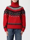 Polo Ralph Lauren Wool Blend Long Sleeve Turtleneck Pullover Sweater Fireside Red Multi In Red