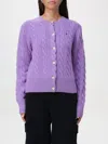Polo Ralph Lauren Cable-knit Wool And Cashmere Cardigan In Violett
