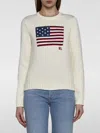 Polo Ralph Lauren Classic Crew Neck Pullover Sweater With American Flag Design In 白色