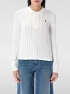 Polo Ralph Lauren Cable Knit Long Sleeve Polo In Weiss