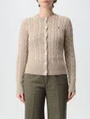 Polo Ralph Lauren Womens Light Saddle Heather Logo-embroidery Crewneck Cotton-knit Cardigan Xs In Yellow Cream