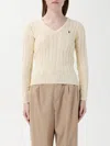 Polo Ralph Lauren Logo Embroidered Cable Knit Sweater In Gelb