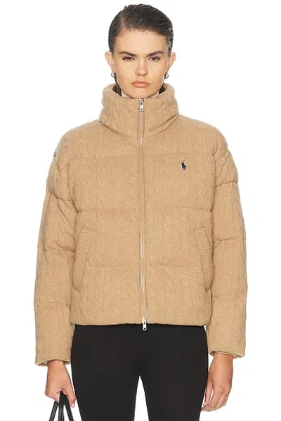 Polo Ralph Lauren Sweater Puffer Coat In Nude