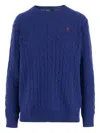 Polo Ralph Lauren Sweater Pullover Cable Knit Oversize In Blue