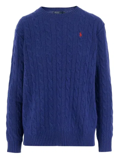 Polo Ralph Lauren Sweater Pullover Cable Knit Oversize In Blue