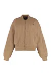 Polo Ralph Lauren Beige Wool And Cashmere Bomber Jacket Relaxed Fit In Brown