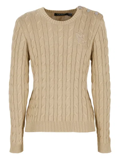 Polo Ralph Lauren Sweater With Embroidered Logo In Beige