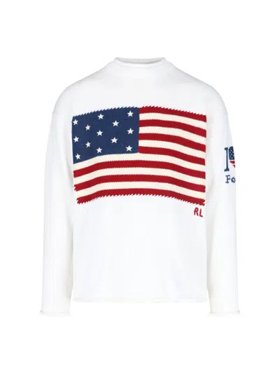 Polo Ralph Lauren Sweater With Flag In White
