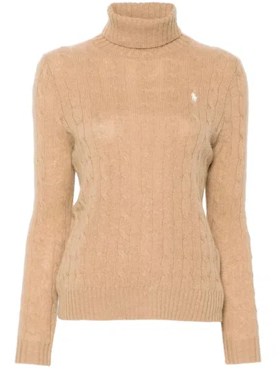 Polo Ralph Lauren Sweater With Polo Pony Embroidery In Nude