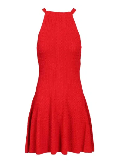 Polo Ralph Lauren Cable-knit A-line Knitted Dress In Red