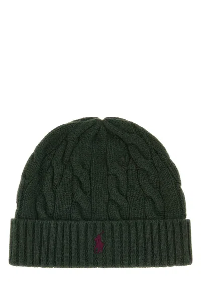 Polo Ralph Lauren Sweater-hat Cable-knit Wool Blend Beanie In Green