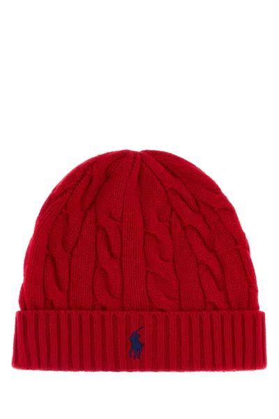 Polo Ralph Lauren Sweater-hat Wool Blend Cable-knit Beanie In Red