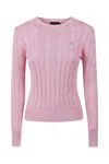 Polo Ralph Lauren Cable Knit Crew Neck Sweater Knitwear Rose In Pink