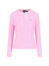 Polo Ralph Lauren Cable Knit Crew Neck Sweater Knitwear Rose In Pink