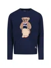 Polo Ralph Lauren Mens Bear Navy Polo Bear Graphic-embroidered Linen And Cotton-blend Jumper In Blue