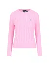 Polo Ralph Lauren Cable Knit Crew Neck Sweater Knitwear Rose In Pink