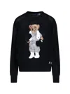 Polo Ralph Lauren 'polo Bear' Openwork Sweater In Black