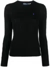 Polo Ralph Lauren Black Crewneck Sweater With Embroidered Logo