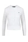 Polo Ralph Lauren Embroidered Cable-knit Cotton Cardigan In White