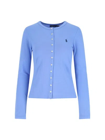 Polo Ralph Lauren Long-sleeved Knitted Cardigan In Blue