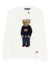 Polo Ralph Lauren Womens Deckwash White Multi Polo Bear Round-neck Linen-cotton Knitted Jumper In White