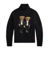 Polo Ralph Lauren Bear-embroidered Turtleneck Pullover In Black