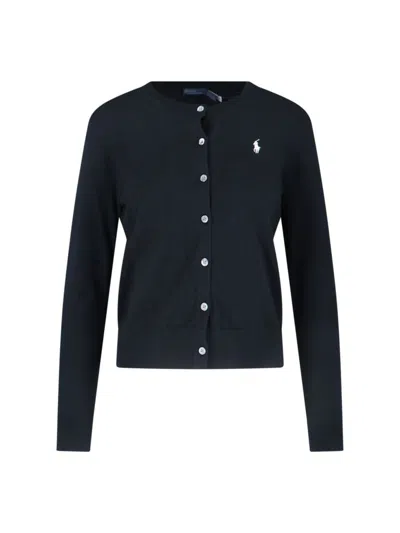 Polo Ralph Lauren Logo Cardigan In Black