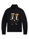 Polo Ralph Lauren Bear-embroidered Turtleneck Pullover In Black