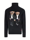 Polo Ralph Lauren Bear-embroidered Turtleneck Pullover In Black
