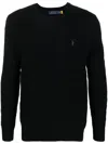 Polo Ralph Lauren Logo-embroidered Cable-knit Jumper In Black