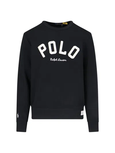 Polo Ralph Lauren Logo Cropped Sweatshirt In Black