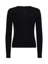 Polo Ralph Lauren Crew Neck Sweater In Black Braided Knit In Black