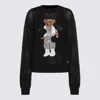 Polo Ralph Lauren Womens Polo Black Embroidered Boxing Bear Open Knit Jumper Xs In Black