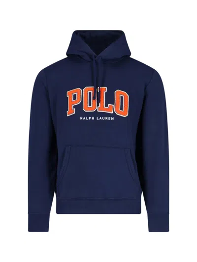 Polo Ralph Lauren Hooded Sweatshirt With Front Pocket And Long Sleeves In Blue