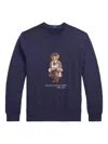 Polo Ralph Lauren Navy Blue Cotton Blend Sweatshirt With Iconic Bear Logo In Blue