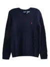 Polo Ralph Lauren Julianna Cotton Cable Crew Neck Sweater In Blue