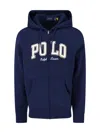 Polo Ralph Lauren Navy Blue Zip-up Hoodie With Iconic Logo Detail In Blue