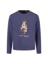 Polo Ralph Lauren Navy Blue Cotton Blend Sweatshirt With Iconic Bear Logo In Purple