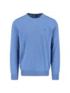 Polo Ralph Lauren Tailored Round Neck Sweater With Subtle Logo Detail In Blue