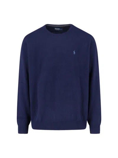 Polo Ralph Lauren Logo Wool Sweater In Blue