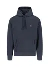 Polo Ralph Lauren Blue Cotton Hoodie With Embroidered Logo And Drawstring Hood In Blue