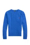 Polo Ralph Lauren Cable Wool And Cashmere Crewneck Jumper In Blue