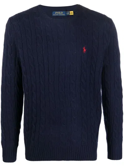 POLO RALPH LAUREN POLO RALPH LAUREN CREWNECK CABLE-KNIT SWEATER WITH ICONIC POLO LOGO