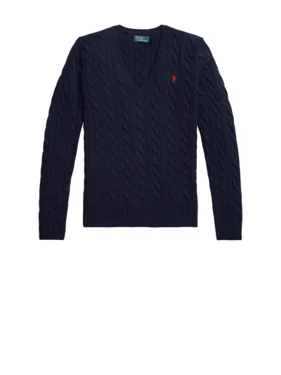 Polo Ralph Lauren Kimberly Polo Pony Cable-knit Jumper In Blue