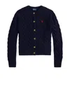 Polo Ralph Lauren Cable-knit Cotton Crewneck Cardigan Clothing In Blue